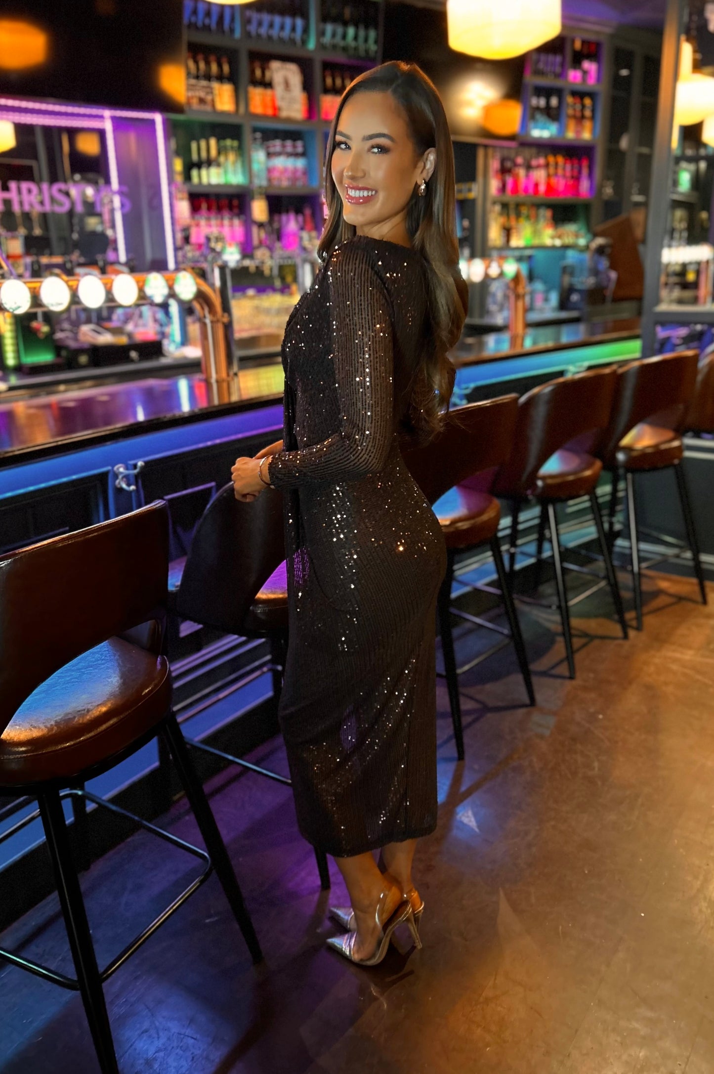 Jasmine Sequin Dress Brown