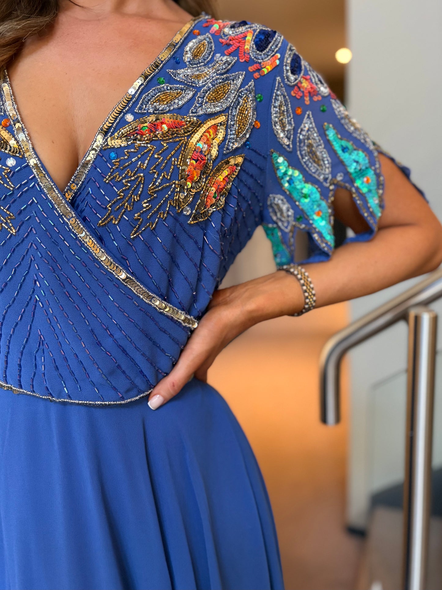 Alexis Emebllished Dress Royal Blue