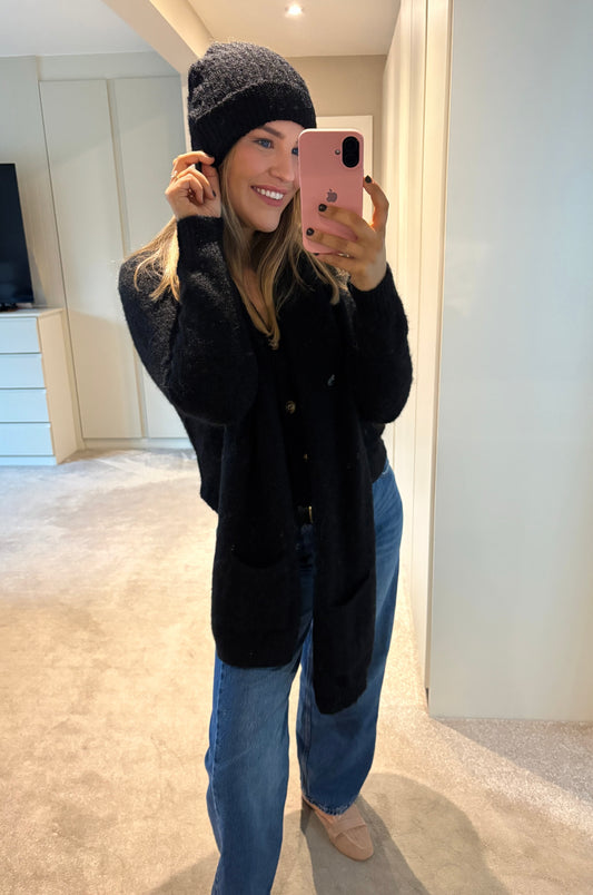 Jordan Knit, Scarf & Hat Black