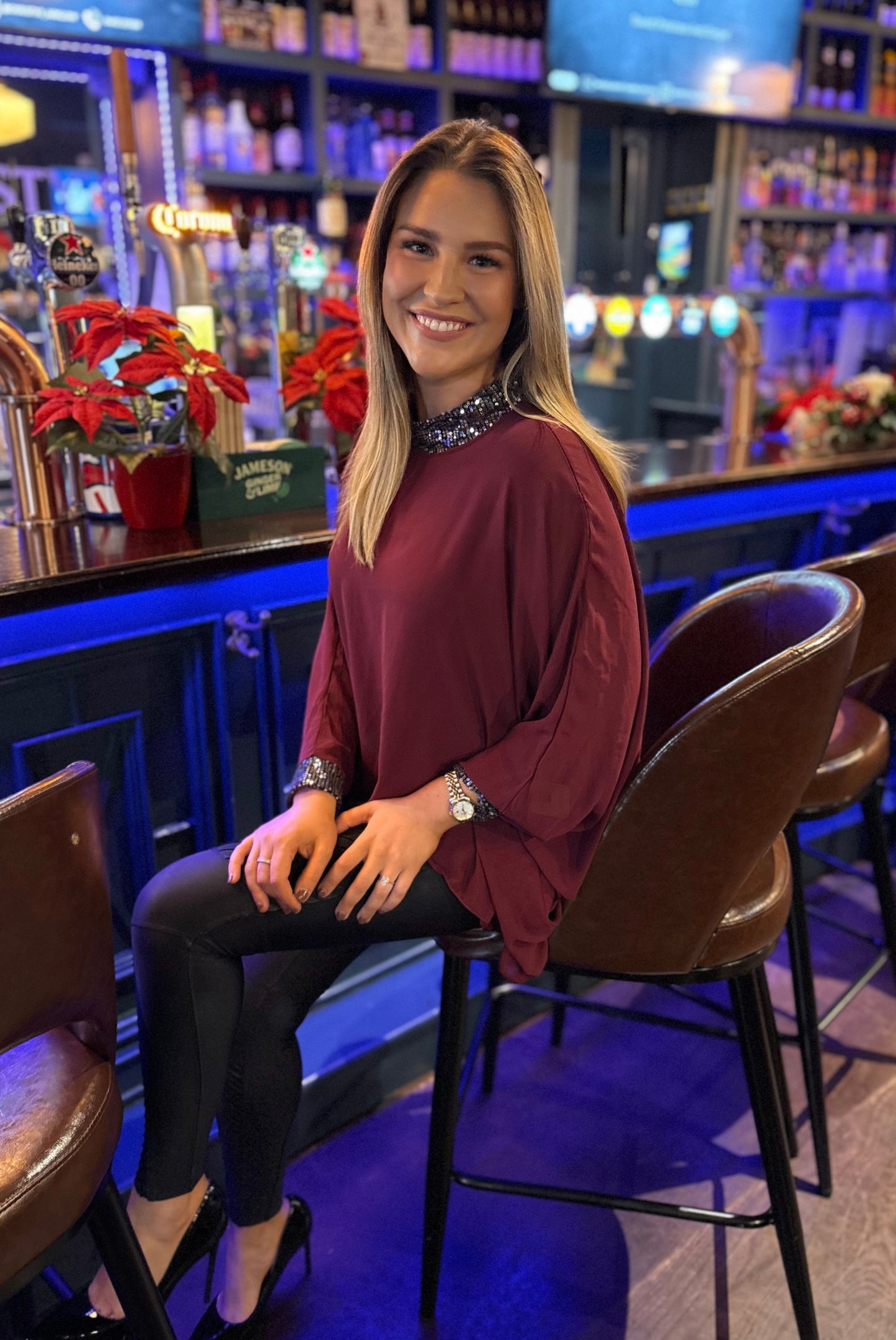 Lexi Sparkle Top Burgundy
