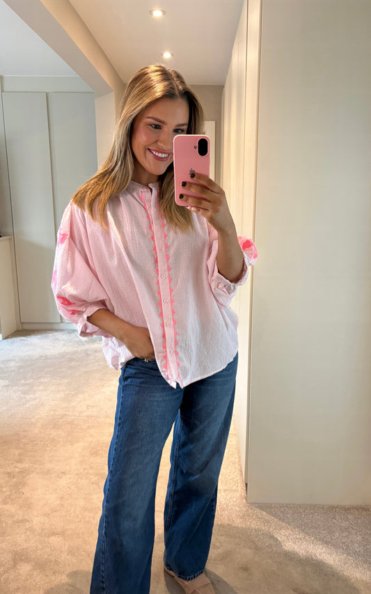 Liv Embroidered Top Pink