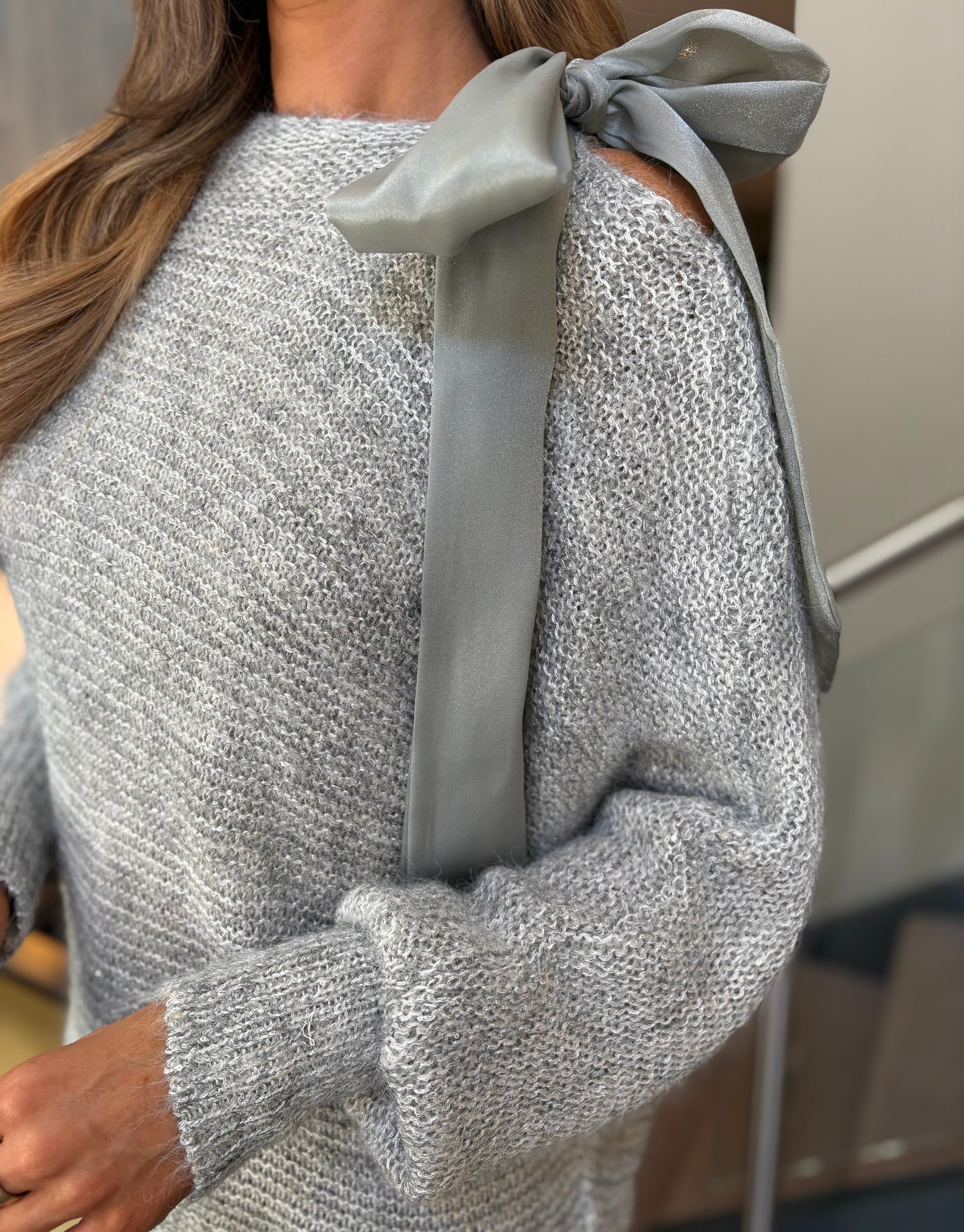 Baila Bow Knit Grey