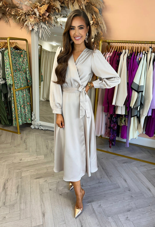 Roisin Satin Wrap Dress