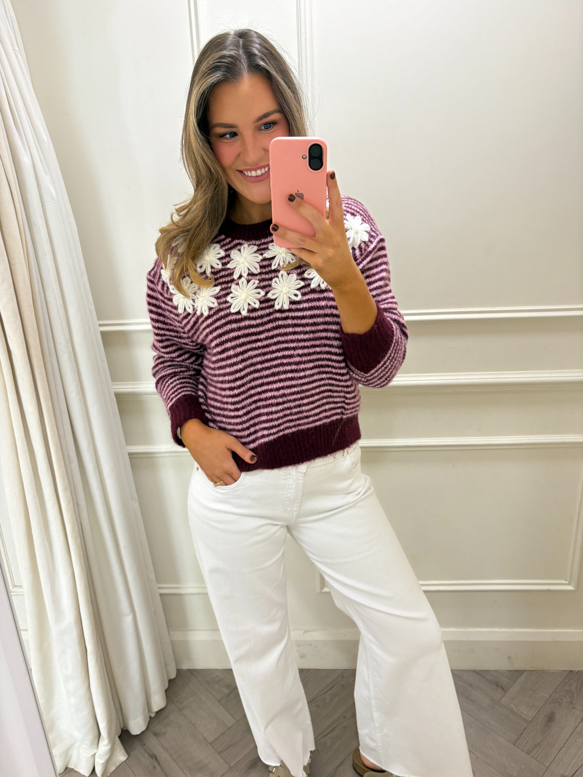 Zada Stripe Knit Burgundy & Pink