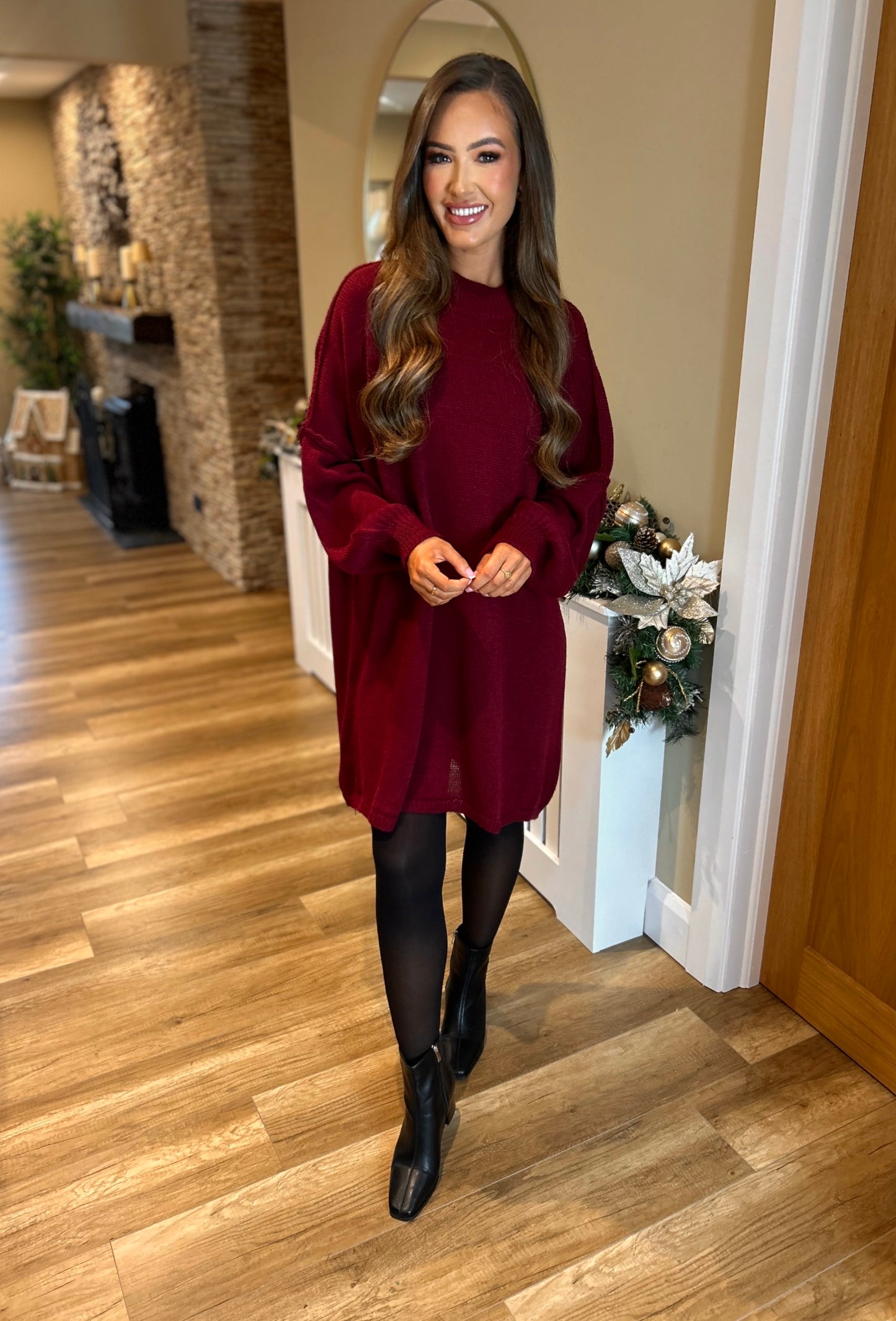 Polly Jumper Dress Burgundy