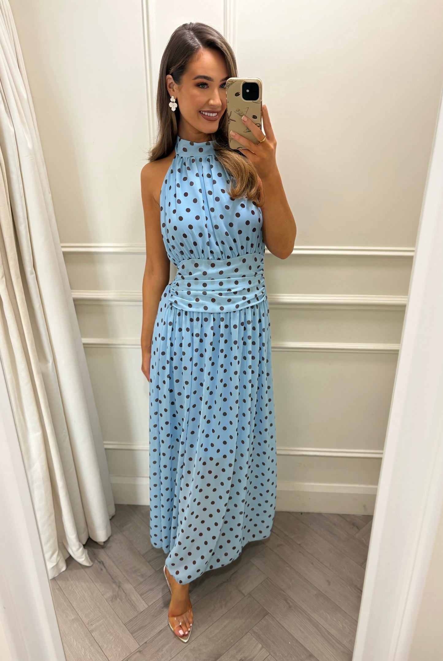Pollie Polka Dot Dress Blue