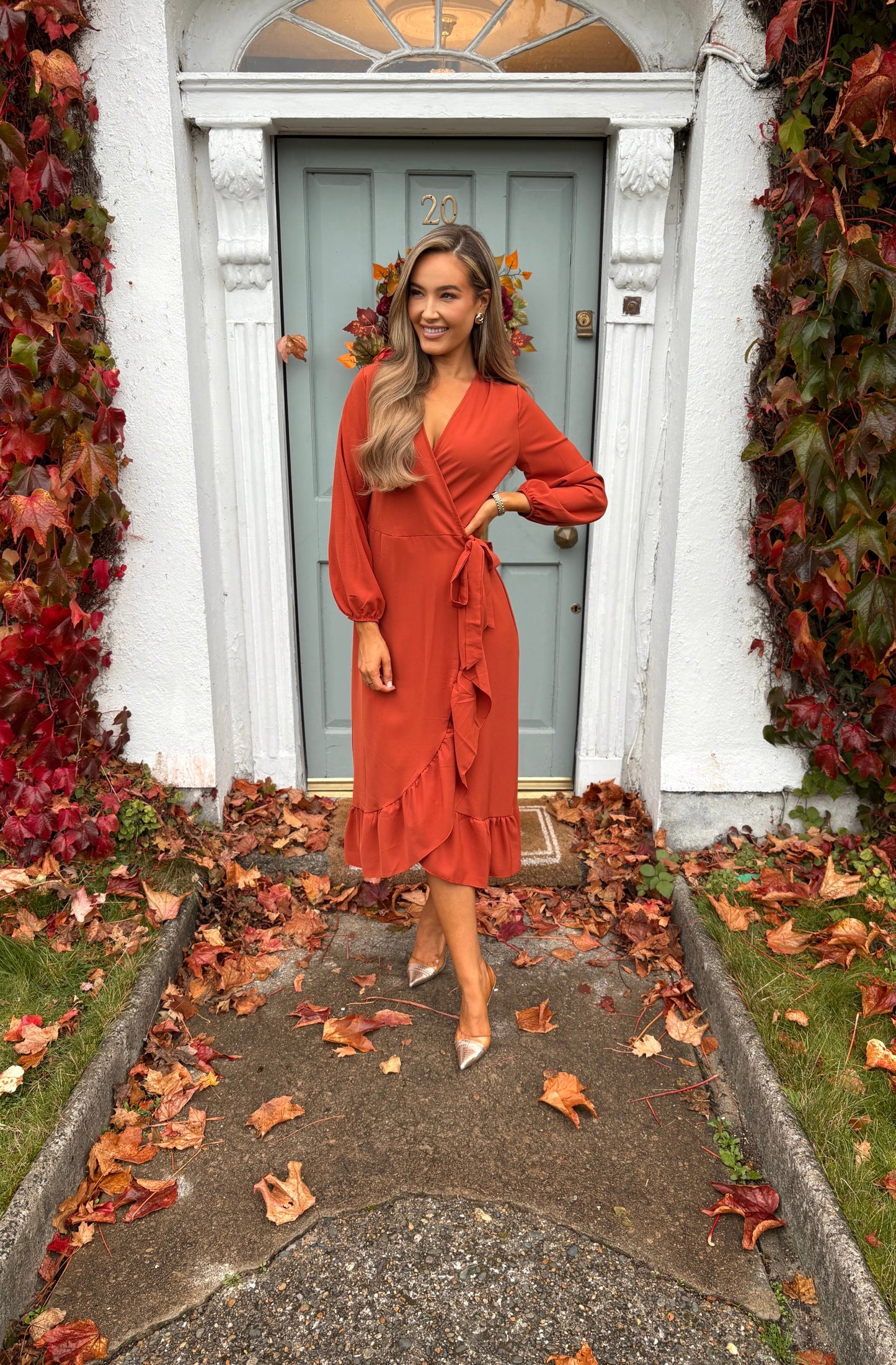 Lillian Wrap Dress Rust