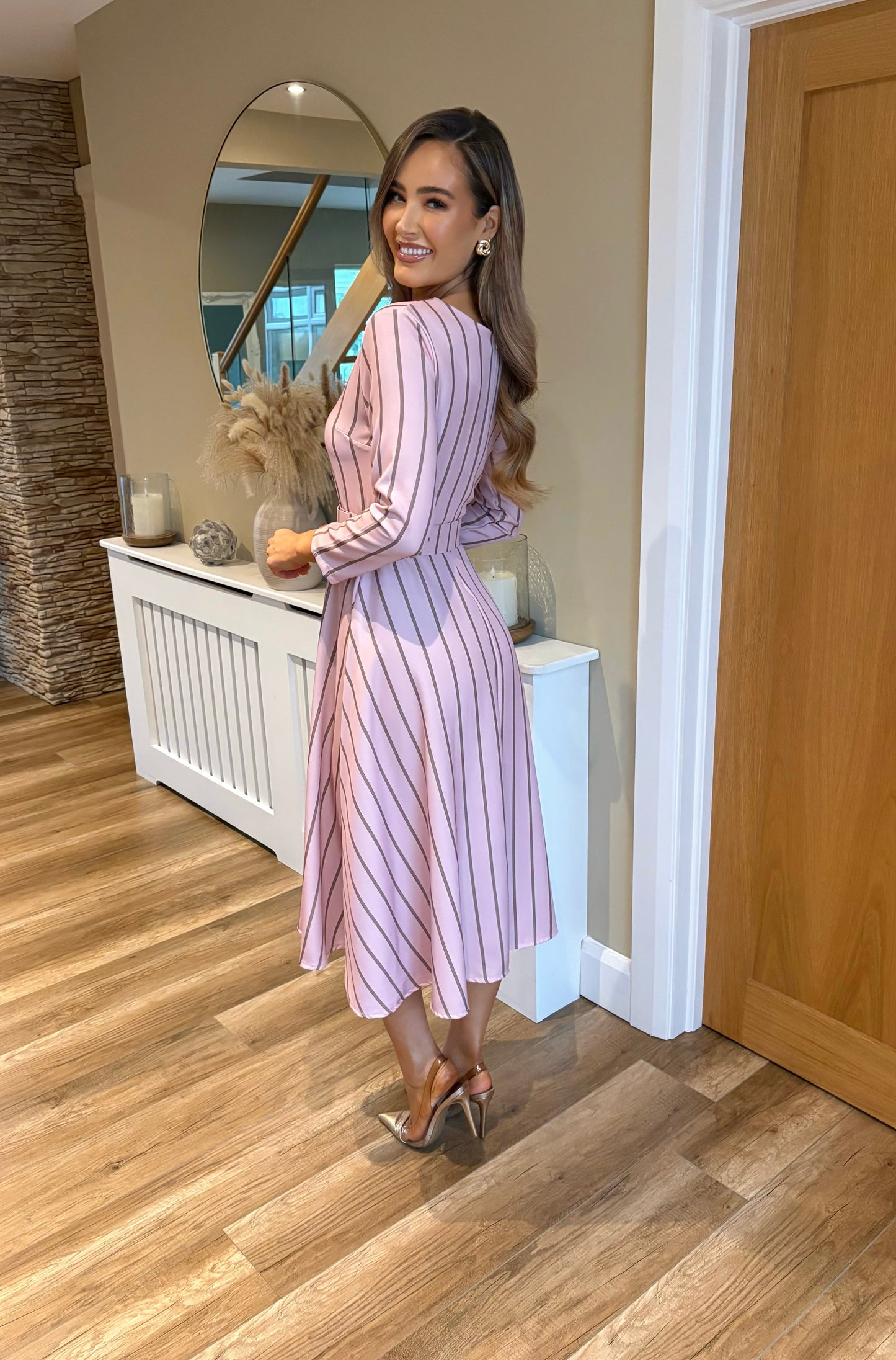 Sereena Striped Dress Pink