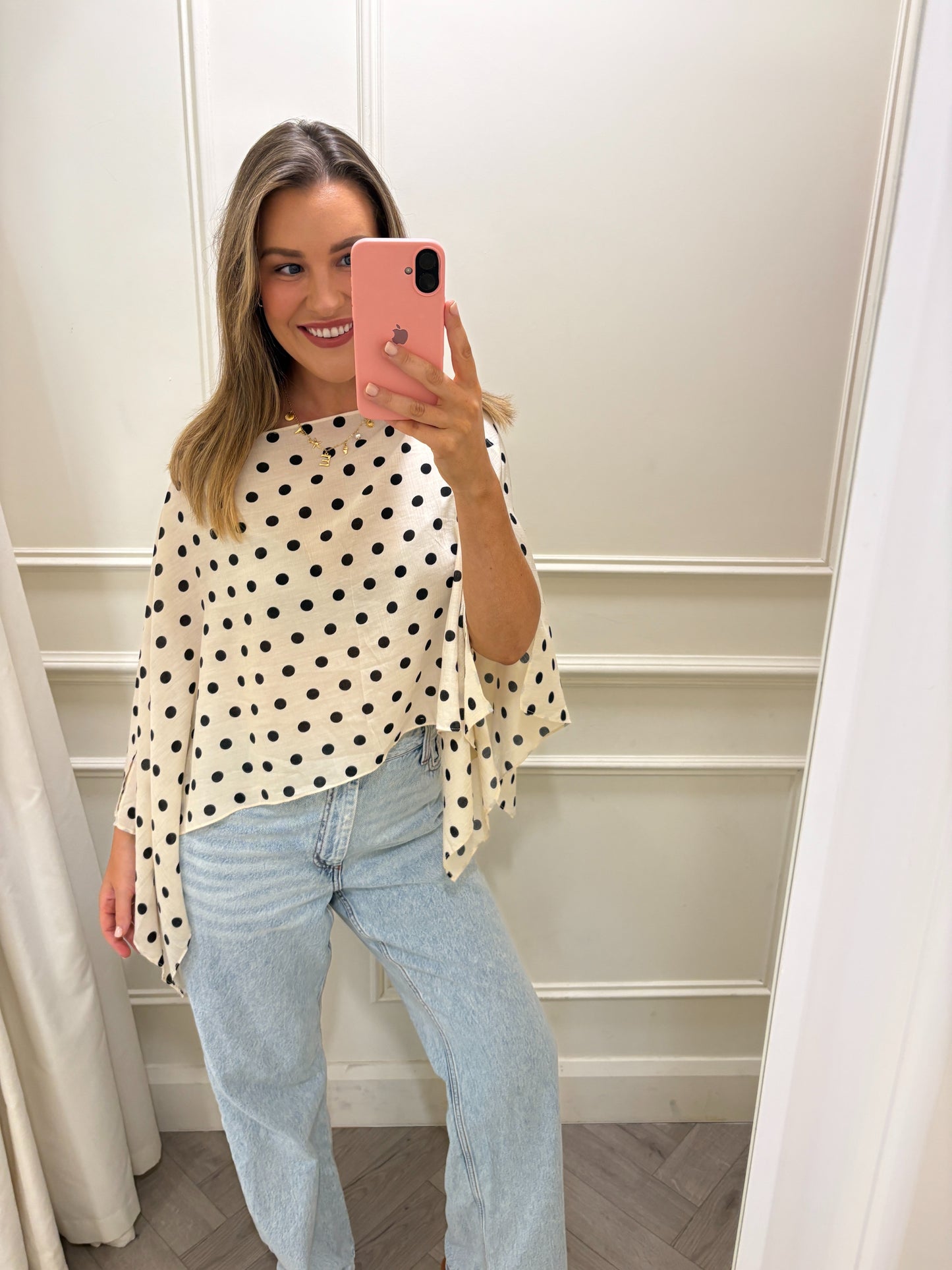 Nadia Polka Dot Top White