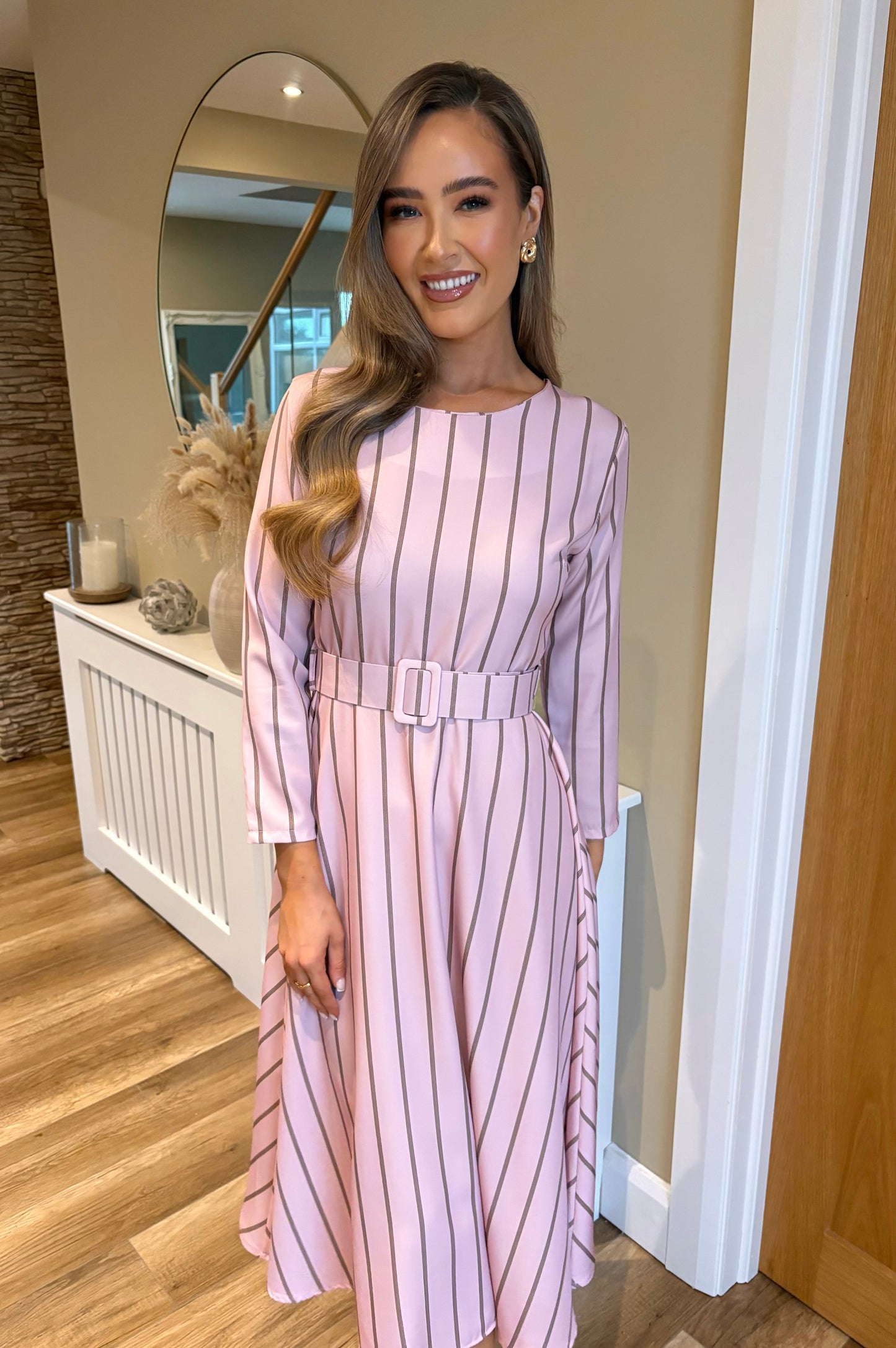 Sereena Striped Dress Pink