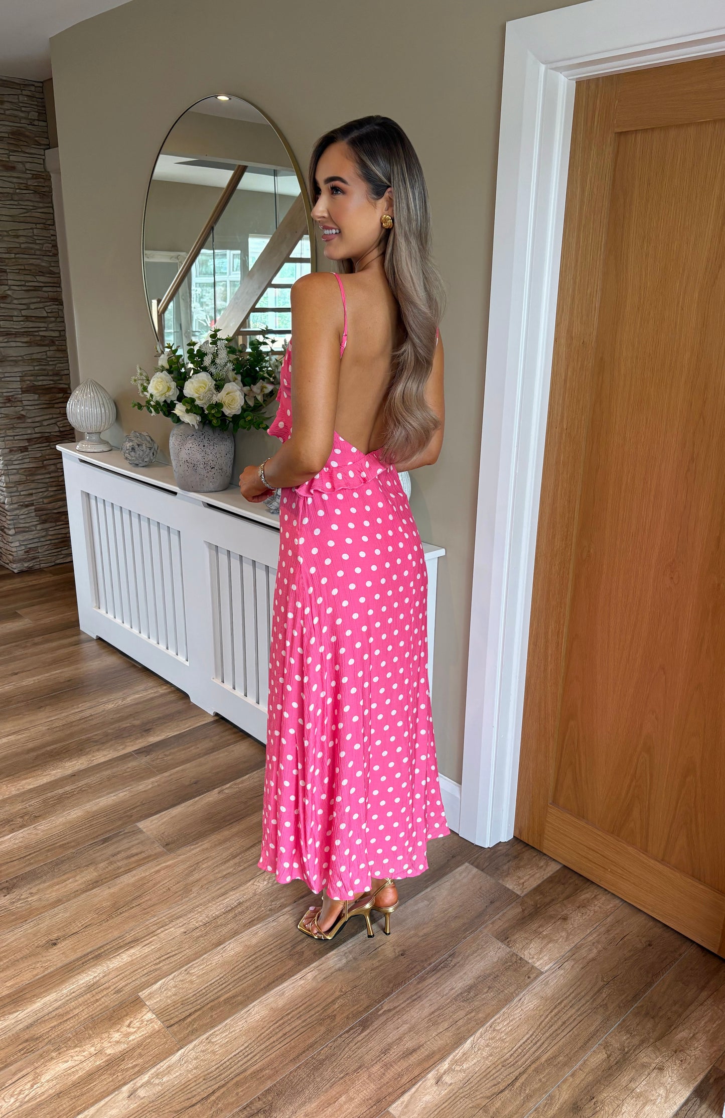 Ziggy Polka Dot Dress Pink