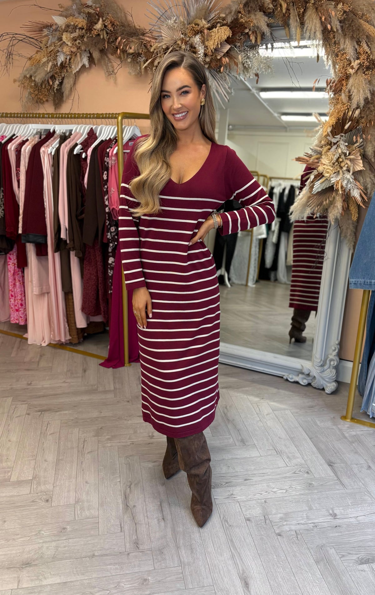 Alexis Knitted Dress Burgundy