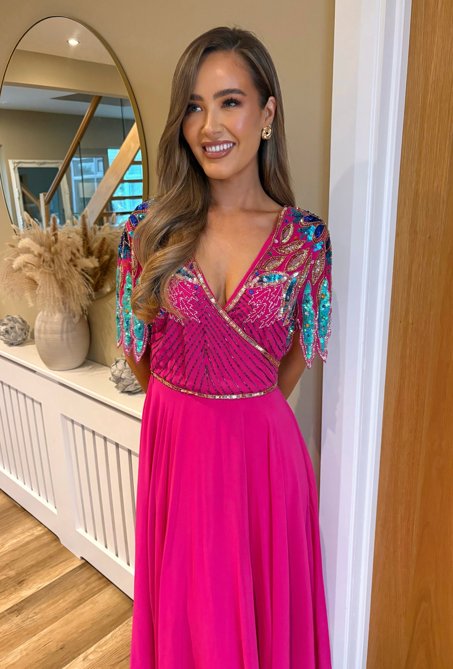 Alexis Embellished Dress Pink