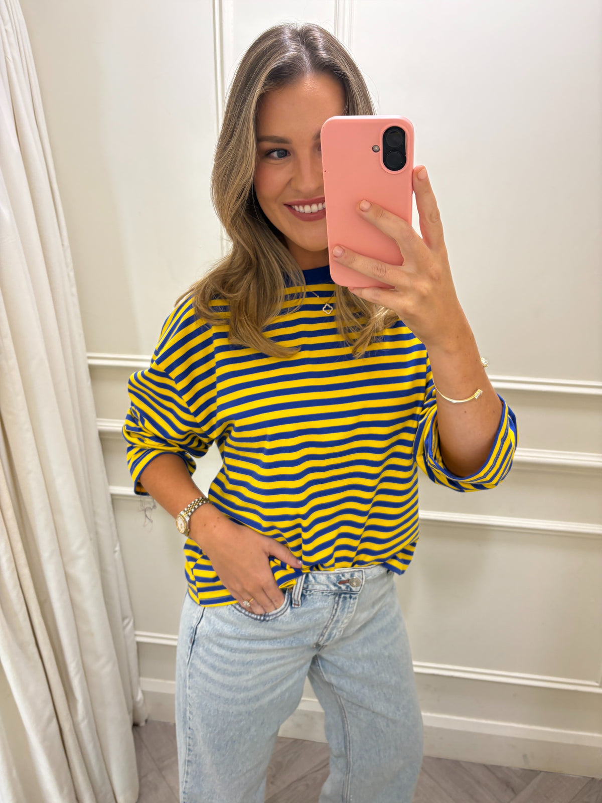Roxie Stripe Long Sleeve Yellow & Blue