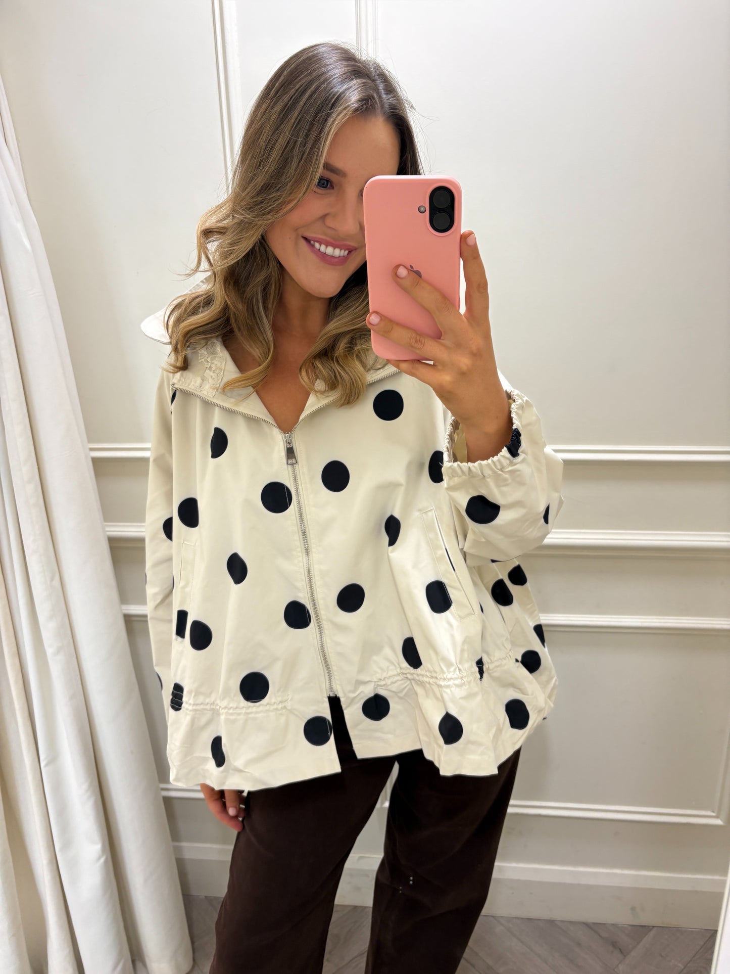 Lexi Polkadot Raincoat White