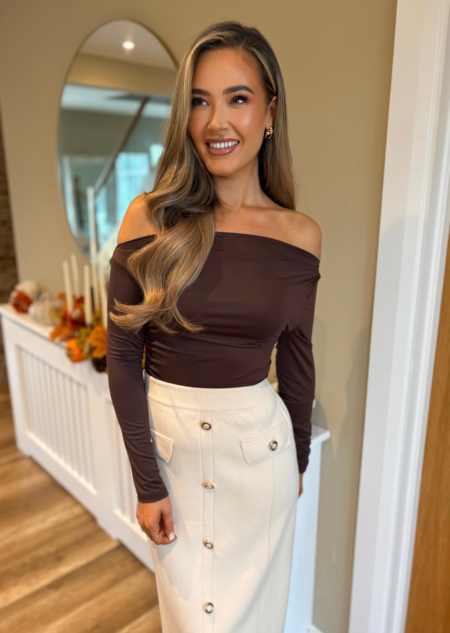 Nyla Midi Skirt Cream