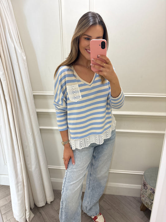 Pollie Stripe Top Blue
