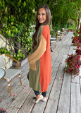 Elva Colour Block Cardigan Orange