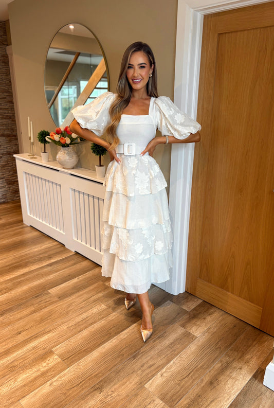 Cyrus Tiered Dress Beige