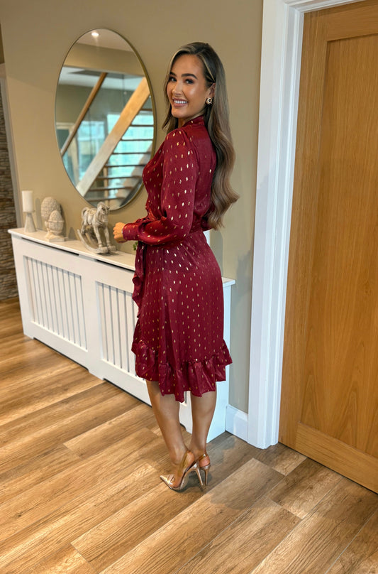Cara Wrap Dress Burgundy