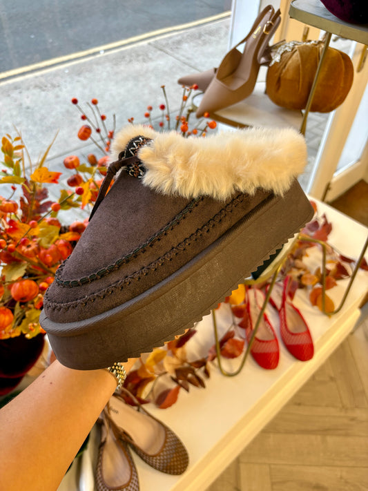 Arya Slip On Platform Mule Brown