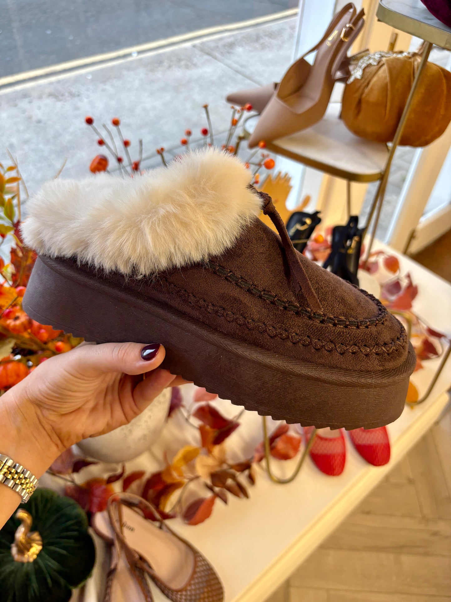 Arya Slip On Platform Mule Brown