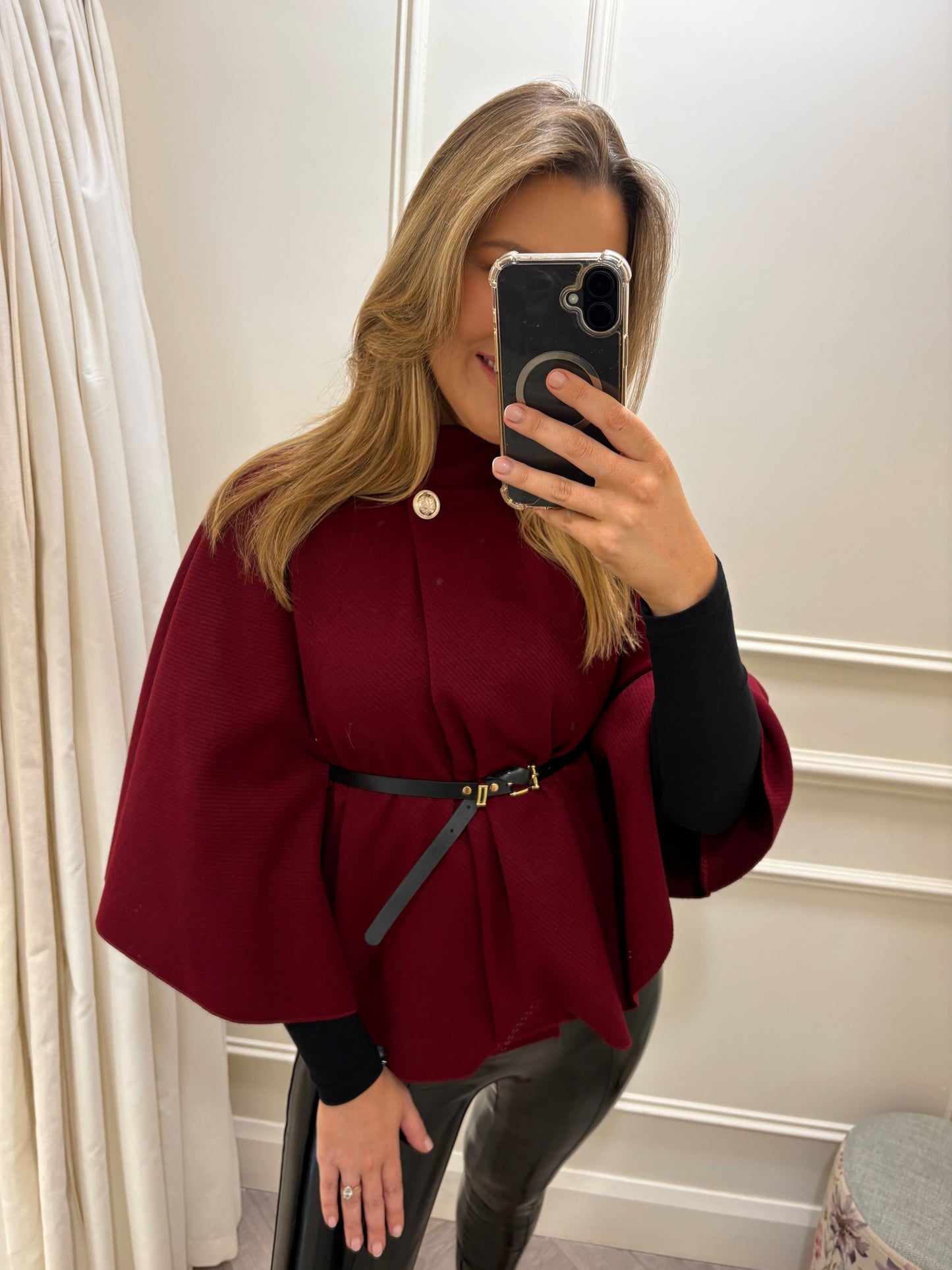 Iris Cape Coat Burgundy