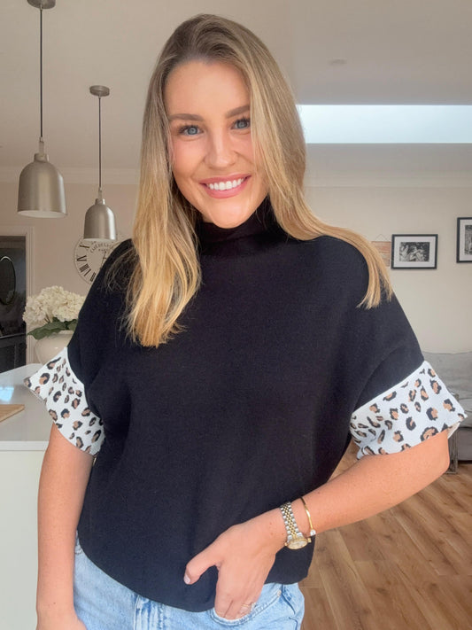 Maylah Animal Print Knit Black