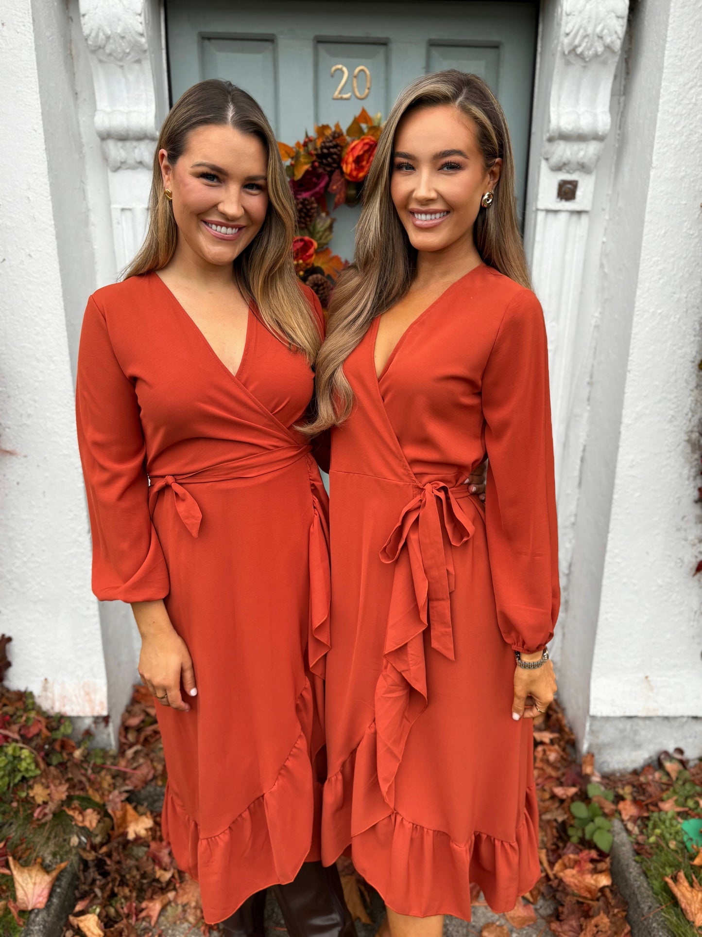 Lillian Wrap Dress Rust