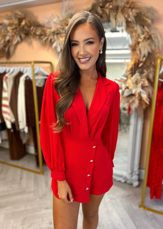 Hailey Playsuit Red