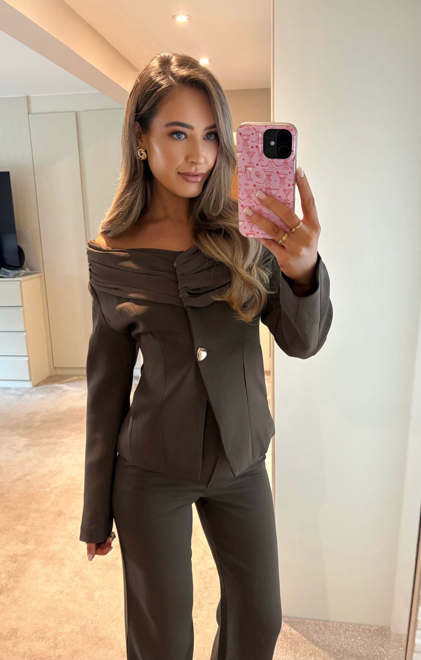 Shayla Tailored Top Brown