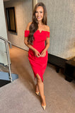 Marlena Off Shoulder Dress Red