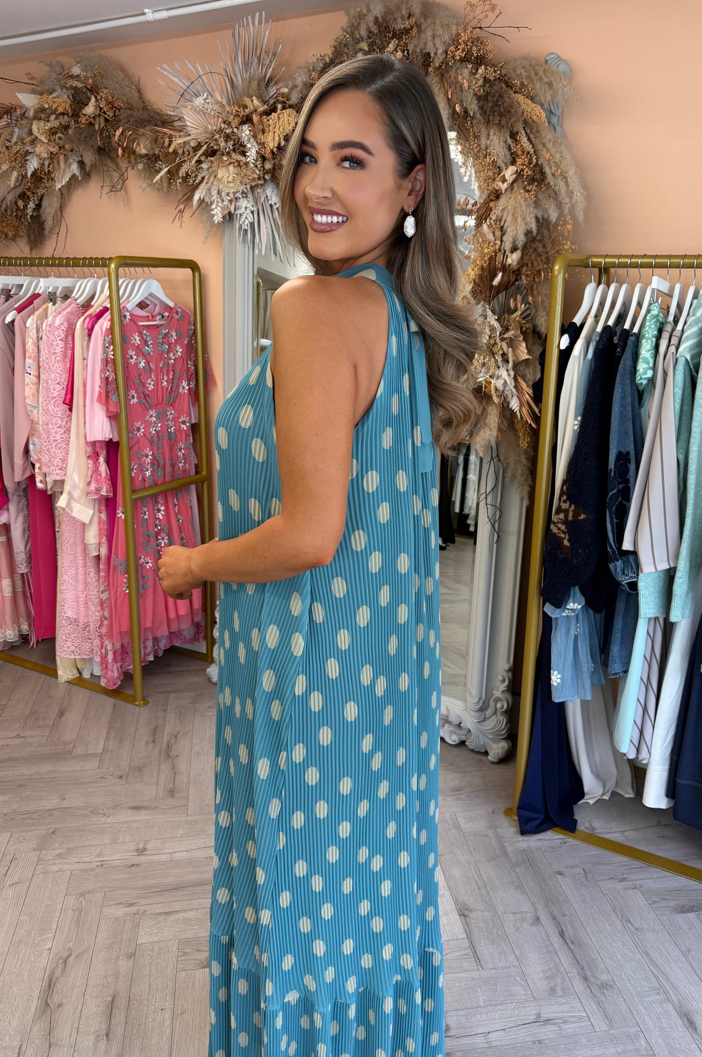 Dottie Polka Dot Dress Sage