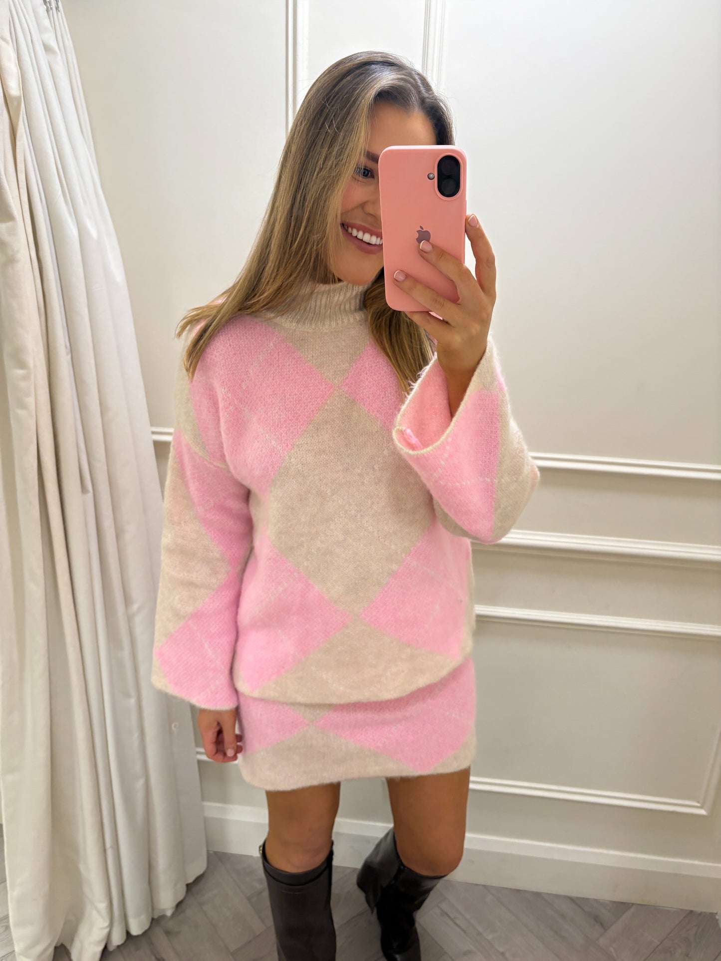 Kelly Knitted Two Piece Pink