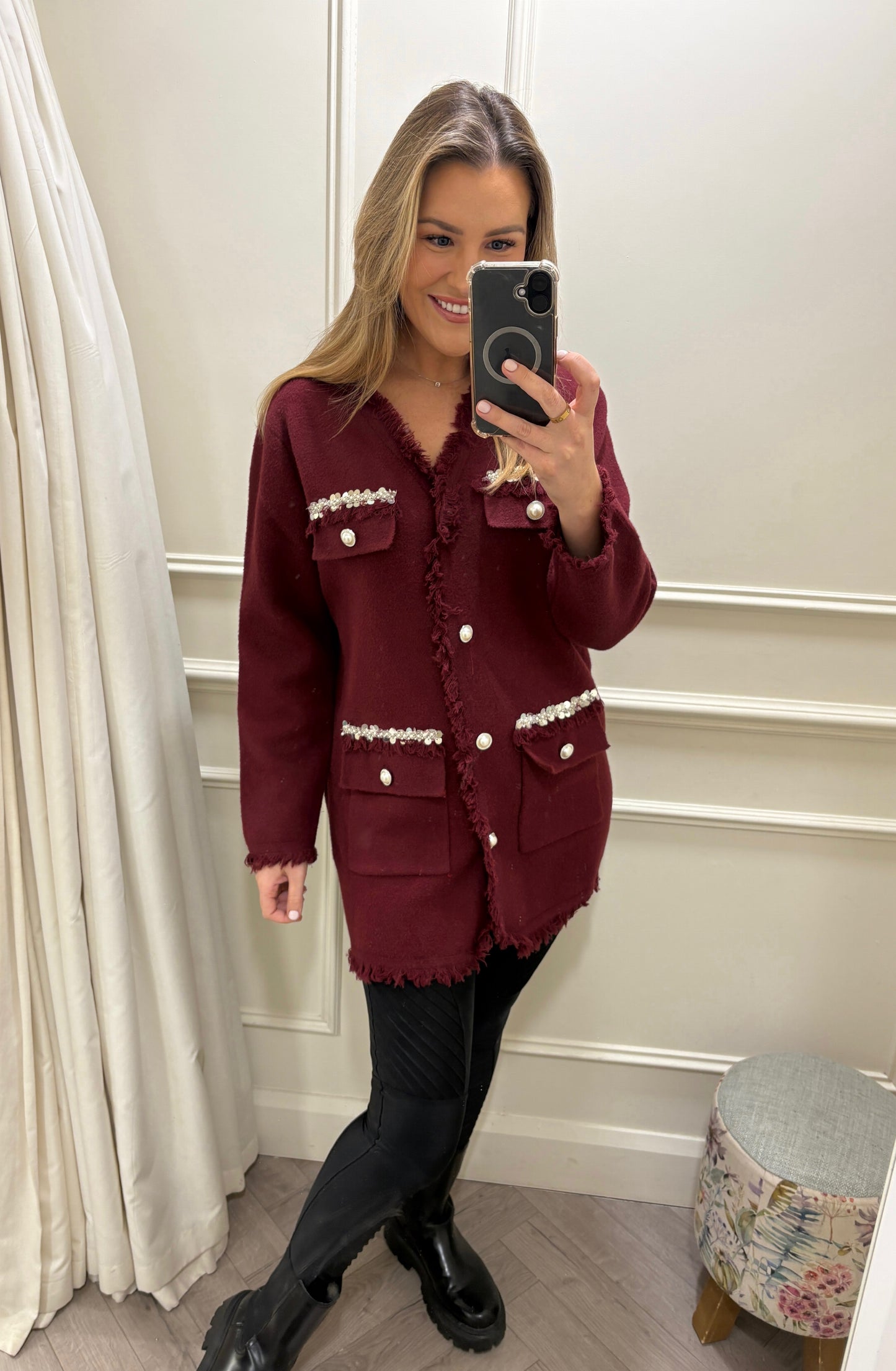 Luca Longline Cardigan Wine