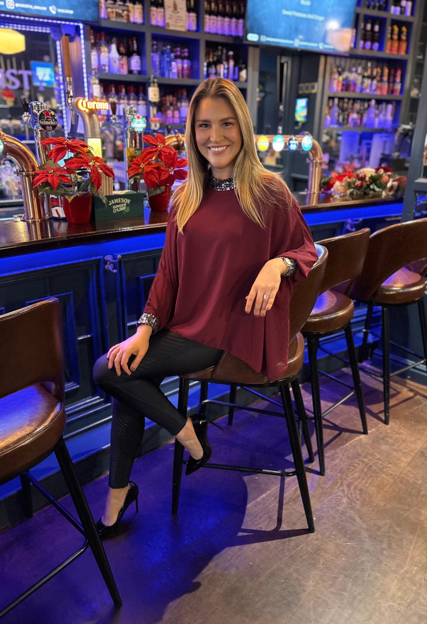 Lexi Sparkle Top Burgundy