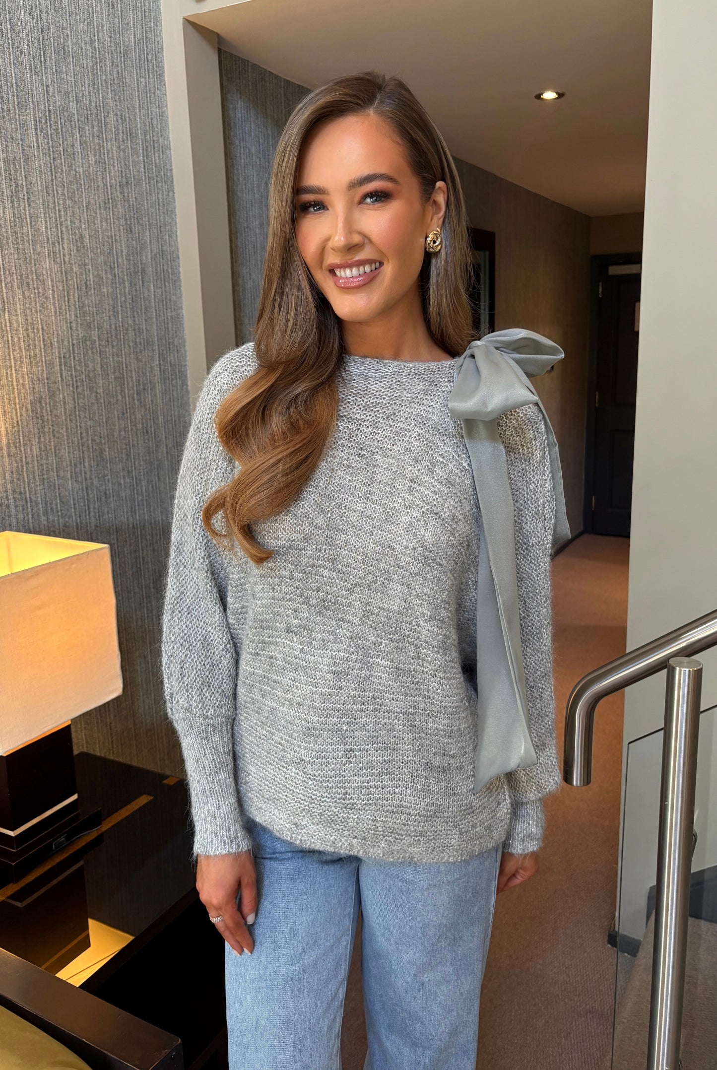 Baila Bow Knit Grey