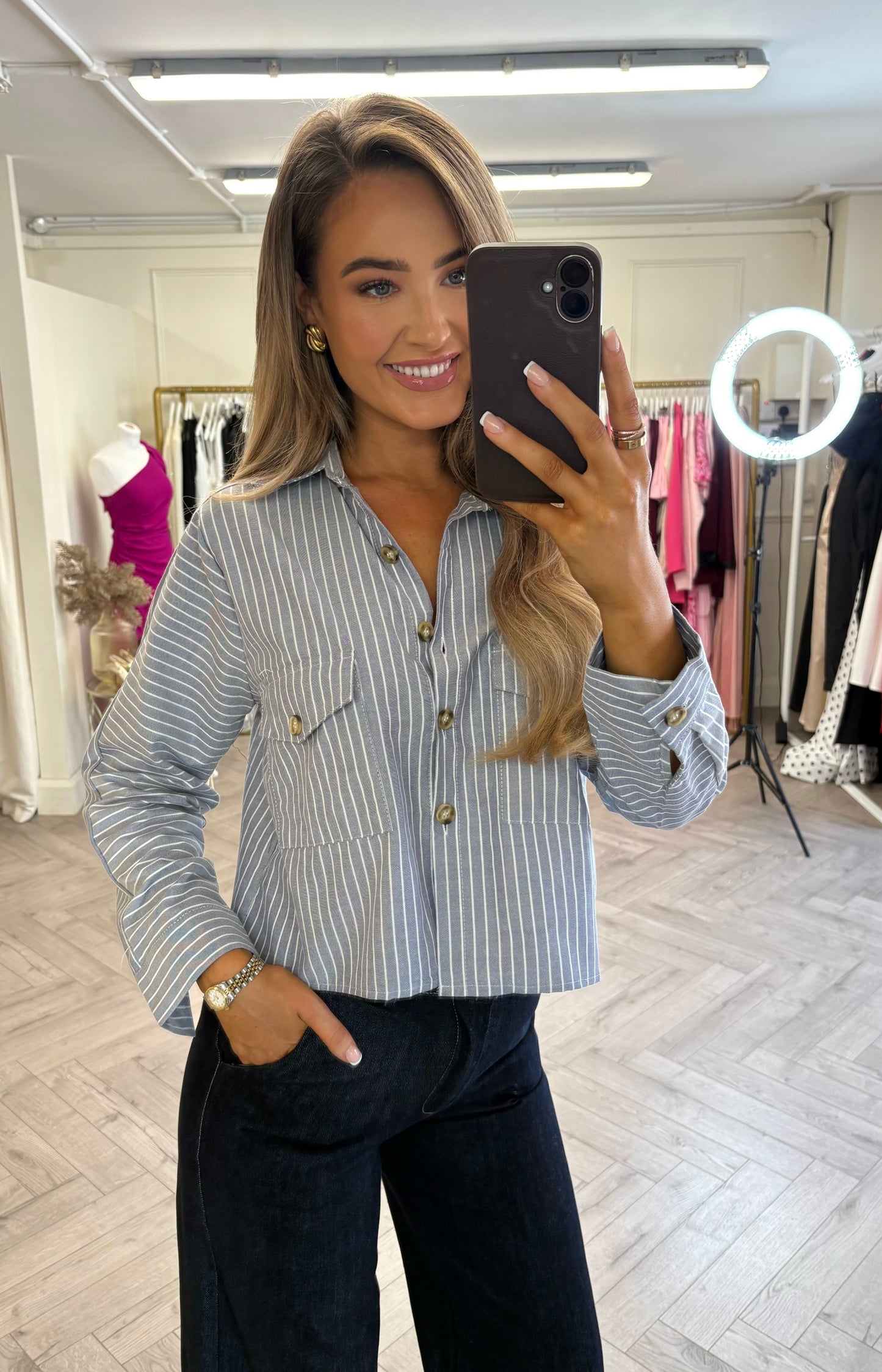 Dennie Stripe Shirt Blue