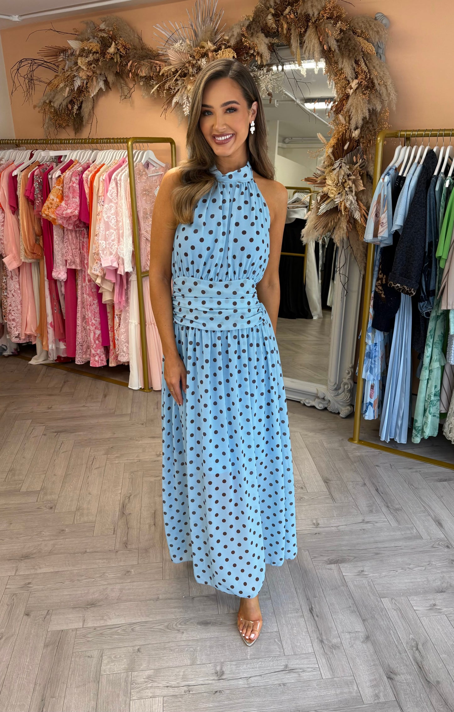 Pollie Polka Dot Dress Blue