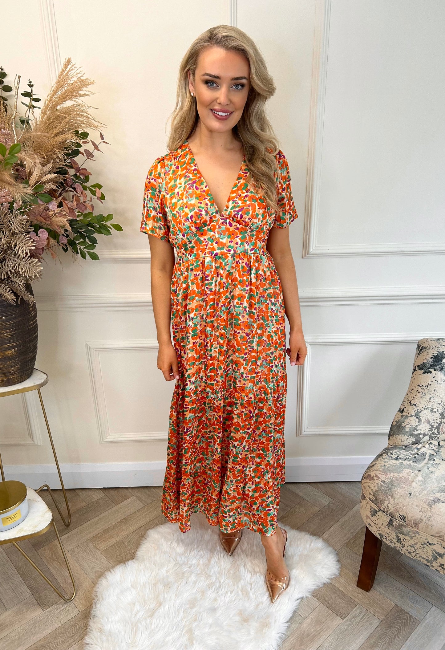 Darcie Floral Dress Orange