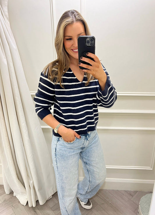 Maya Stripe Knit Navy