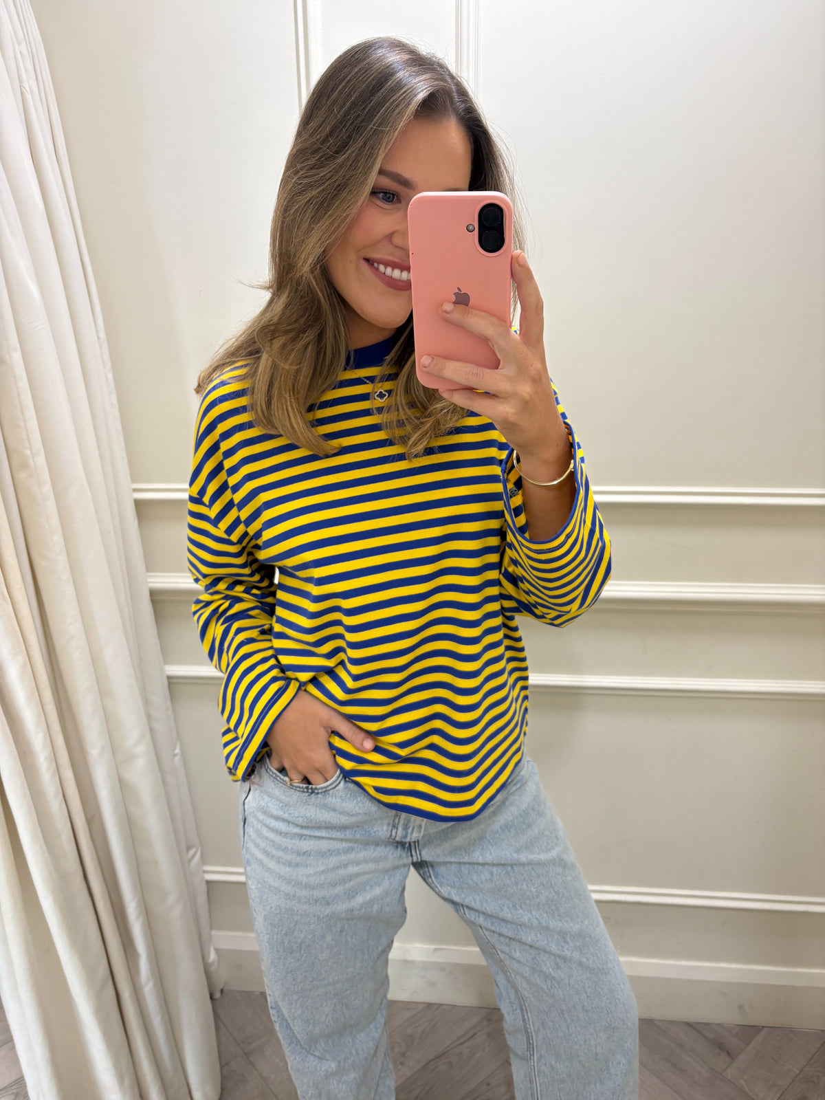Roxie Stripe Long Sleeve Yellow & Blue