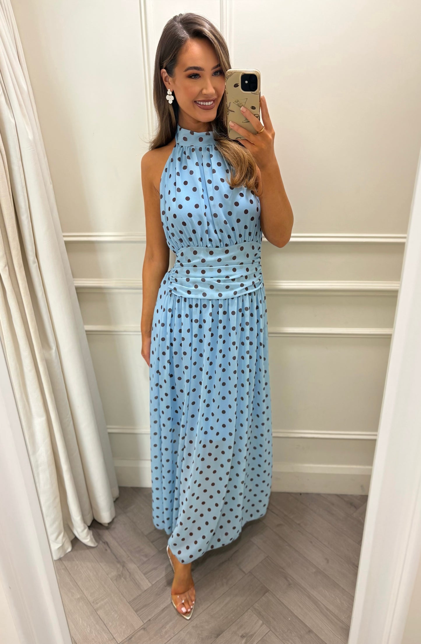 Pollie Polka Dot Dress Blue