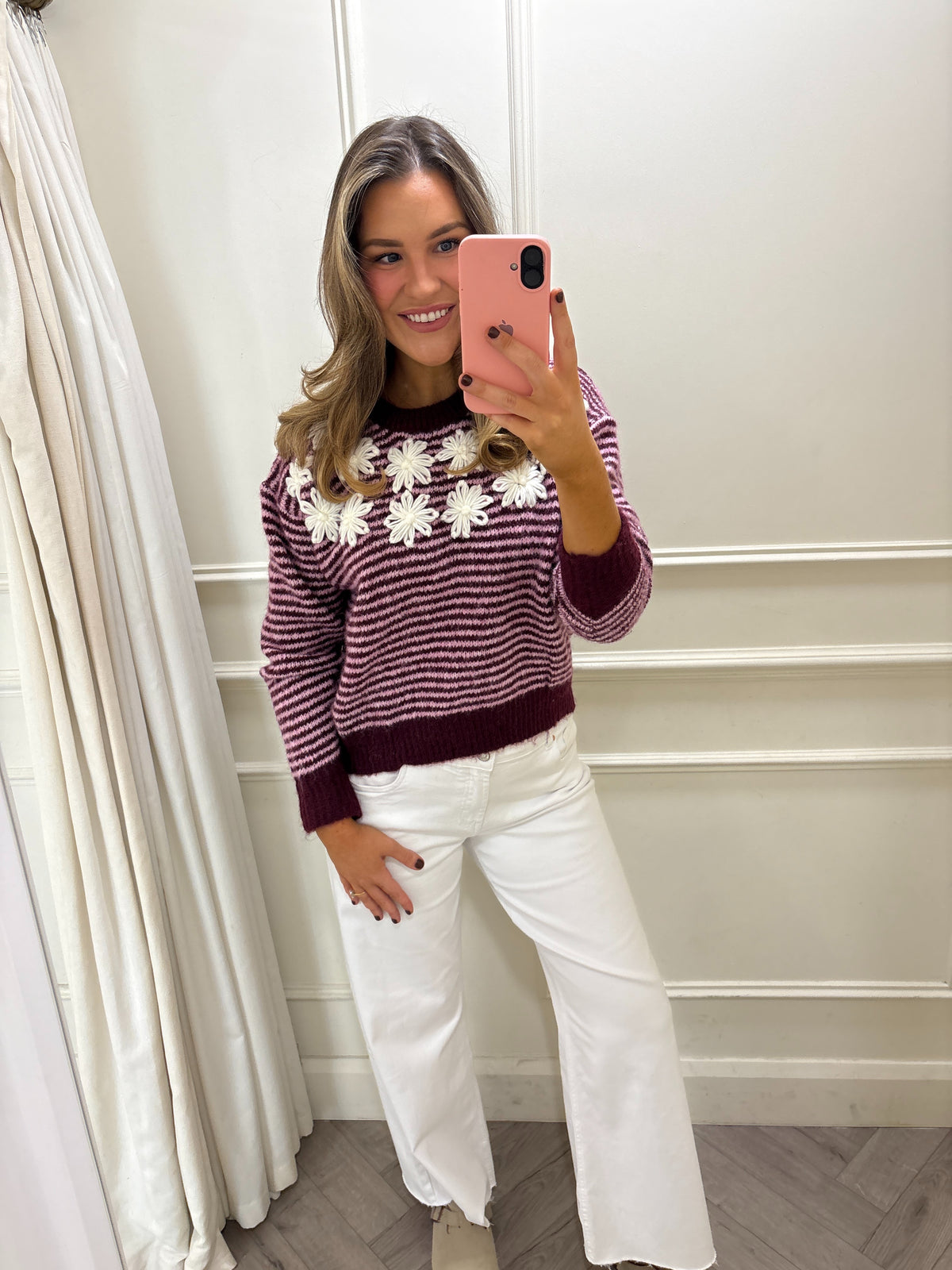 Zada Stripe Knit Burgundy & Pink