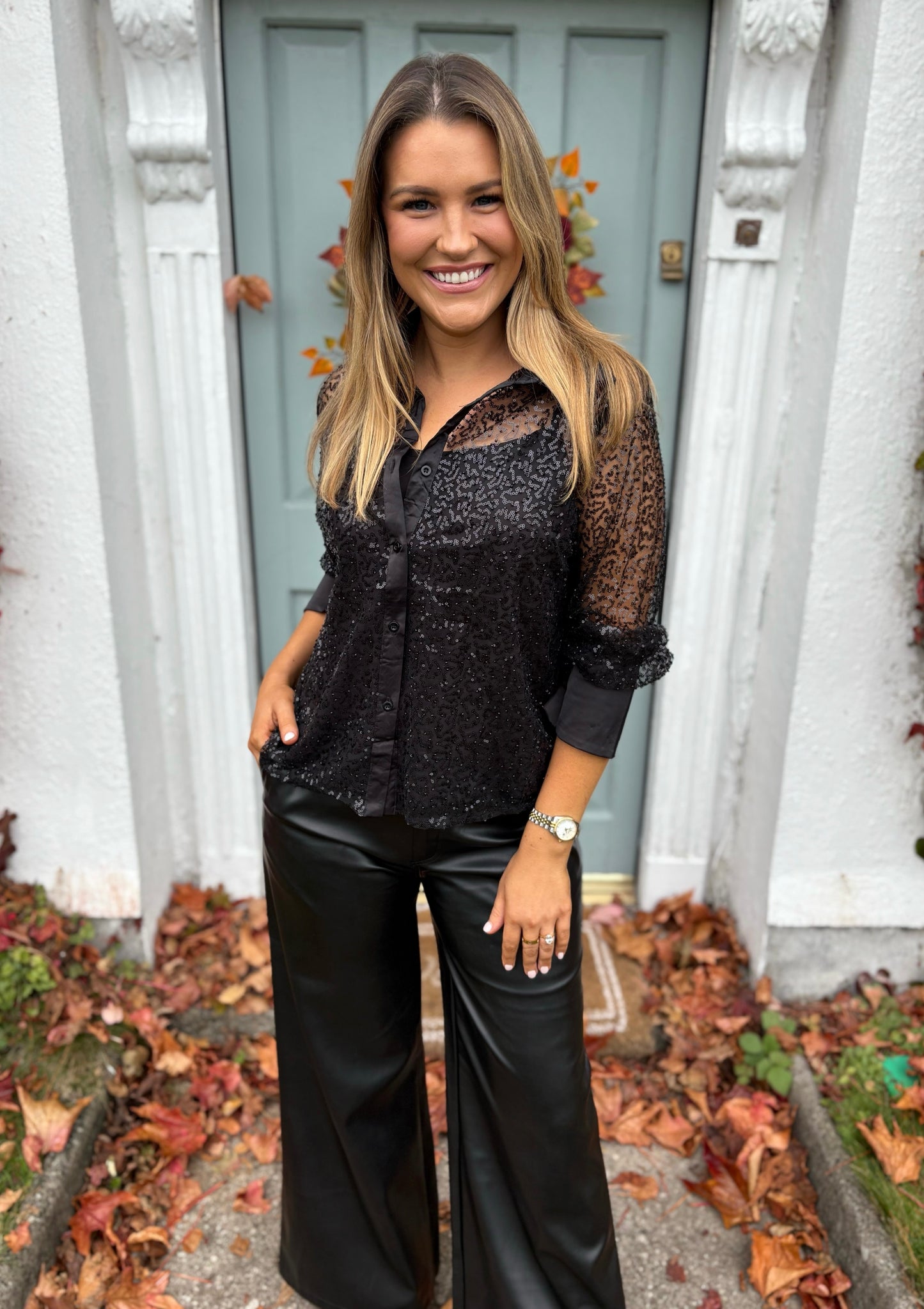 Mirella Sparkle Shirt Black
