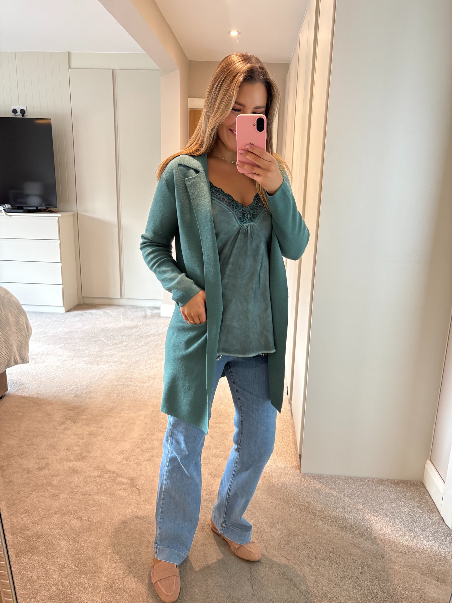Shelly Knit Green Coatigan