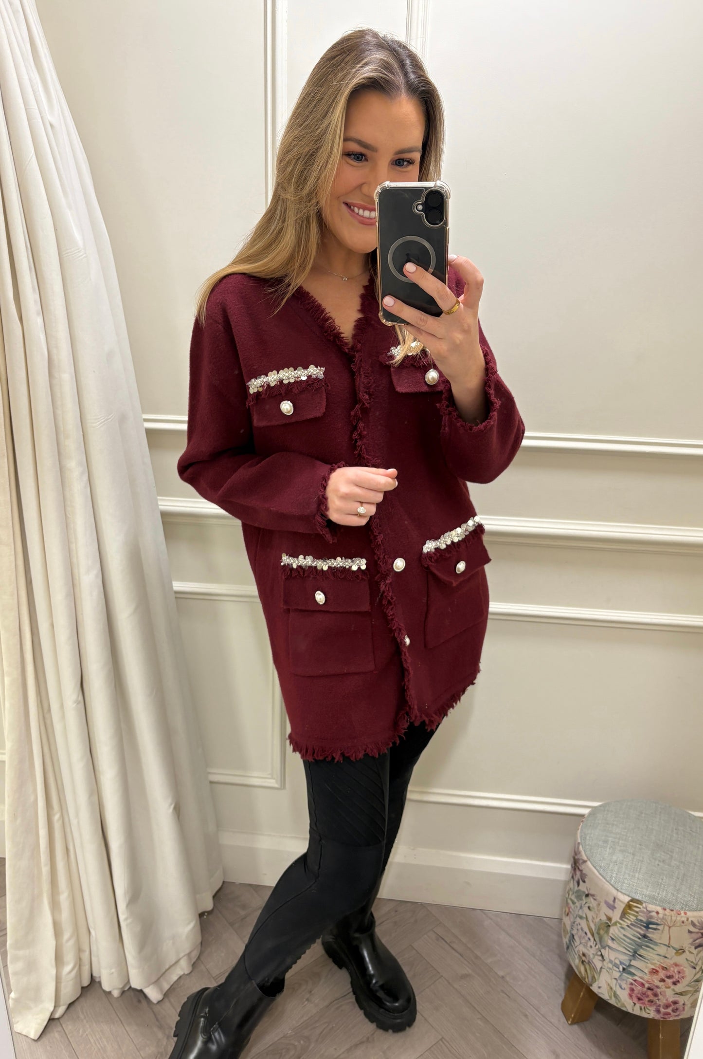 Luca Longline Cardigan Wine