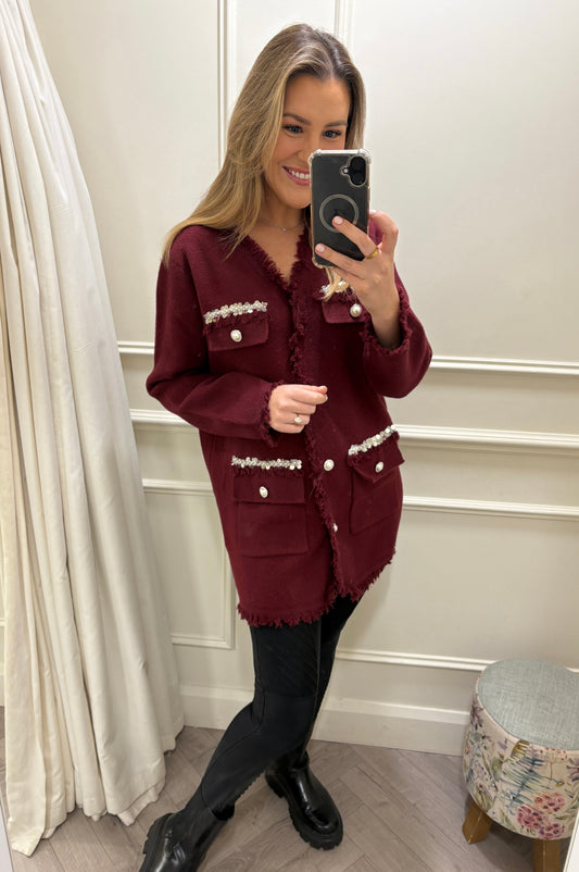 Luca Longline Cardigan Wine