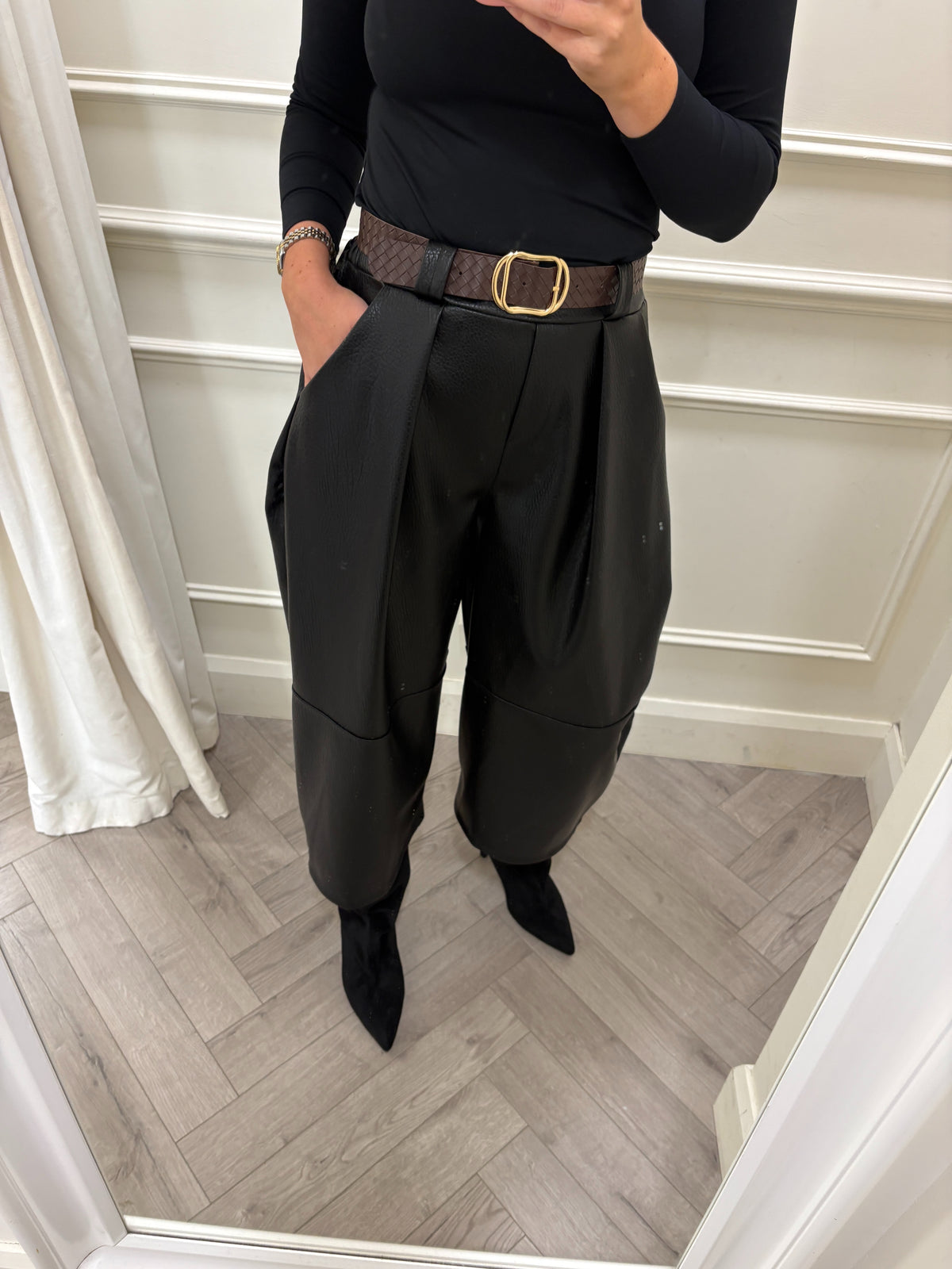 Donna Leatherette Trouser Black