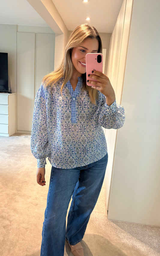 Naya Button Blouse Blue